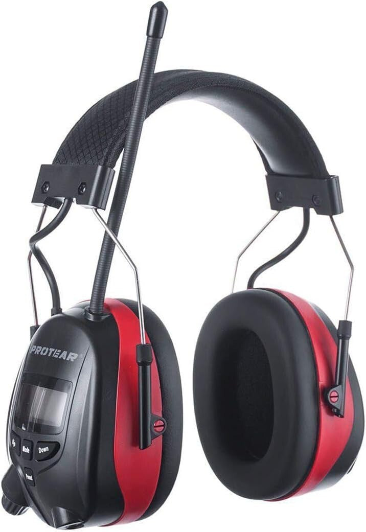 Digital Display 25dB NRR Headphones - Bluetooth & AM/FM for Comfortable Hearing