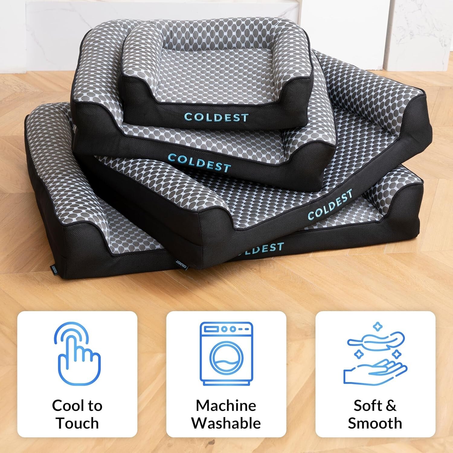 The Coldest Cozy - Medium Dog Bed with Cooling Gel, Anti-Slip & Water-Resistant