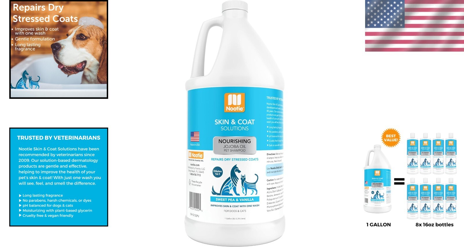 Cruelty-Free Sweet Pea & Vanilla Shampoo for Pets - 1 Gallon Jojoba Oil Formula