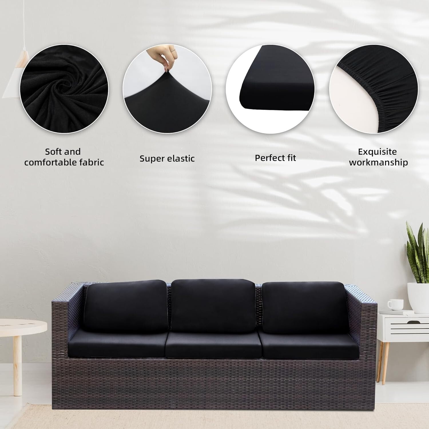 Stylish 8-Piece Set of Elastic Patio Cushion Covers for Refreshing Outdoor Decor