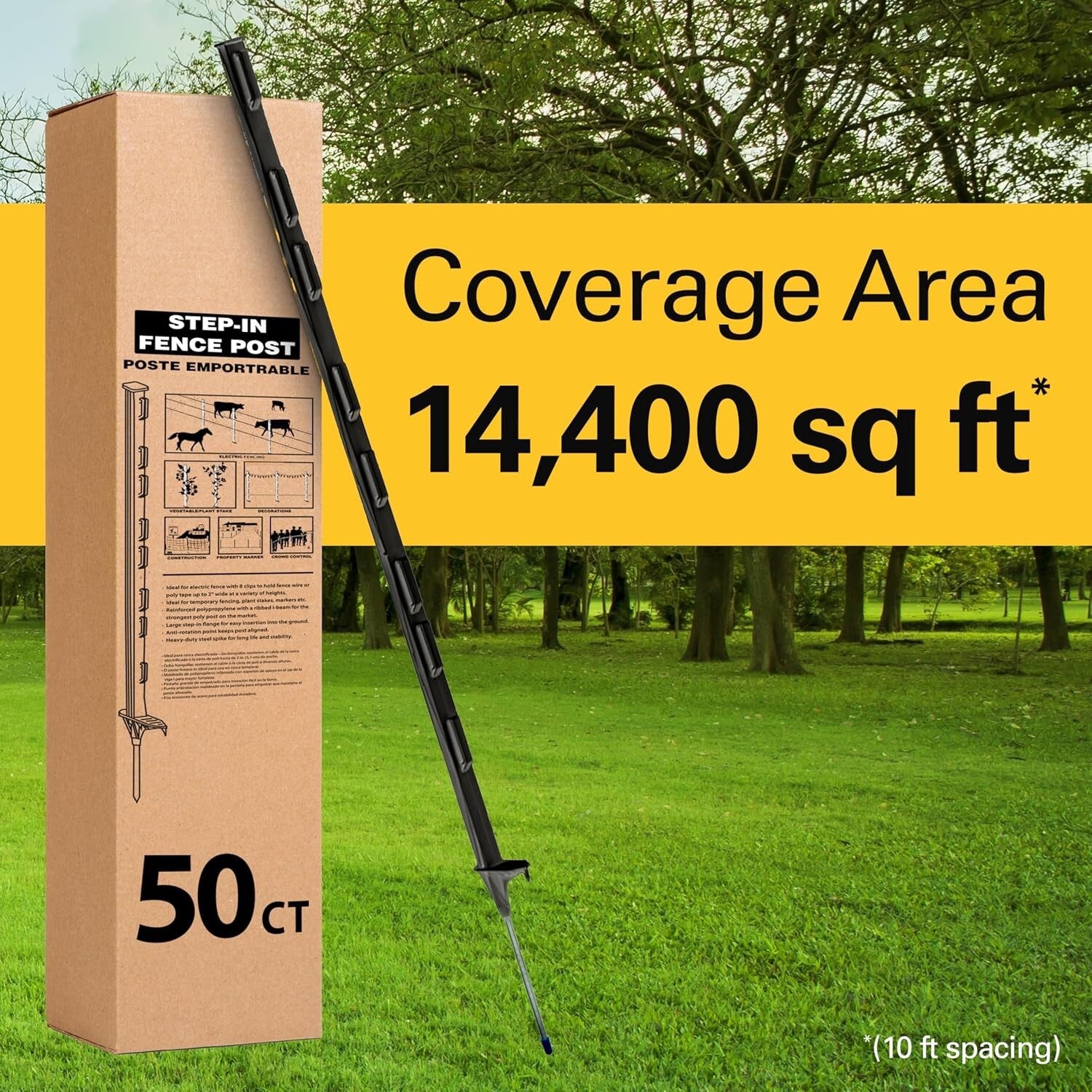 Lightweight & Durable 4-Inch Step-In Fence Post - Ideal for Electric Fencing