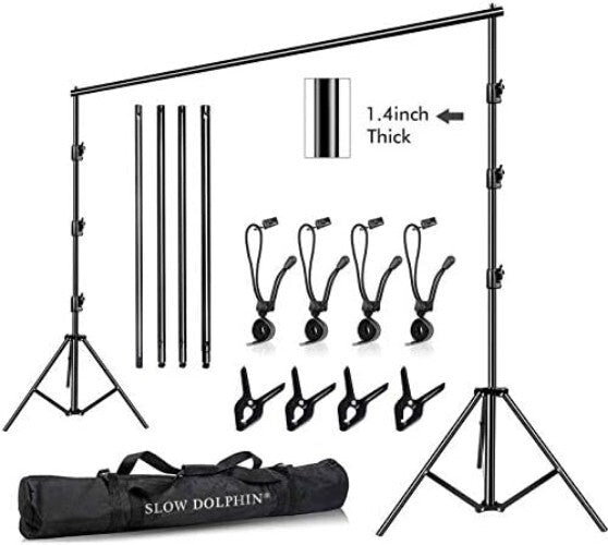 All-in-One 10x10Ft Heavy Duty Adjustable Backdrop Support System with Carry Bag