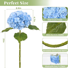 Load image into Gallery viewer, Stunning 21in Blue Hydrangea Floral Arrangement - 4 Artificial Flowers