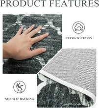 Load image into Gallery viewer, 3x5 Moroccan Trellis Rug - Stylish Dark Grey Non-Slip for Living Room &amp; Kitchen