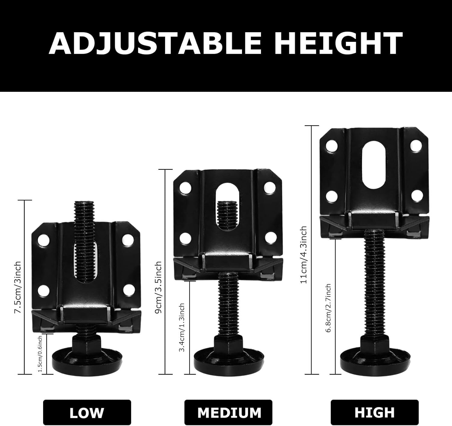 Alloy Steel 16 PCS Furniture Leveling Feet with Rubber Caps for Floor Protection