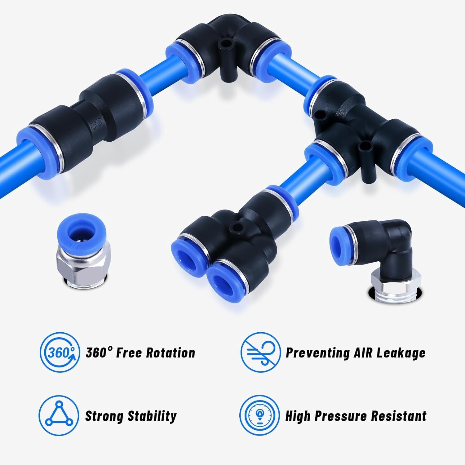 Versatile 53-Piece Air Line Kit with Durable Storage Case & Tubing Cutter
