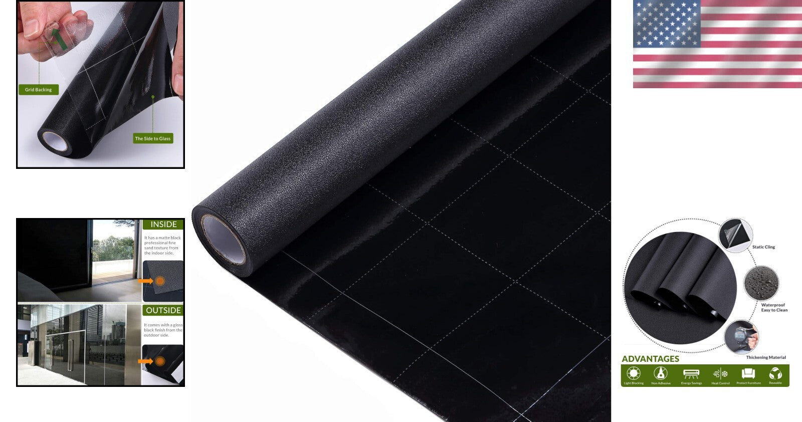 Static Cling Blackout Window Film - 100% Light Blocking Privacy Tint 29.5x157.4