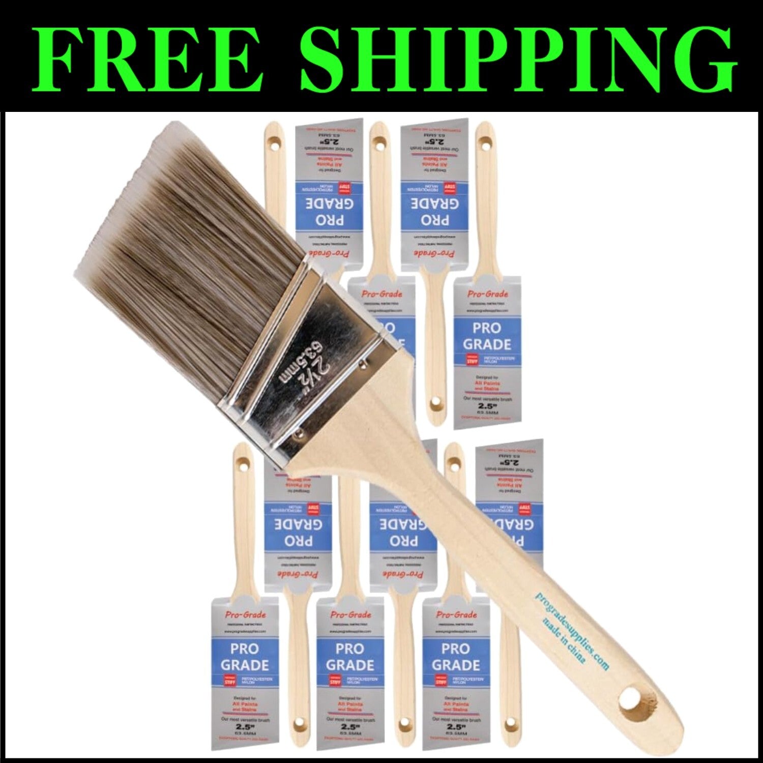 12-Pack 2.5-Inch Angle Paint Brushes with Comfort Grip for Precision Painting