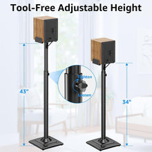 Load image into Gallery viewer, Sleek 34" to 43.3" Adjustable Speaker Stands with Concealed Cables – Alloy Steel