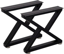 Load image into Gallery viewer, Set of 2 Heavy-Duty Z-Shape Metal Coffee Table Legs - 16 Inch Industrial Design