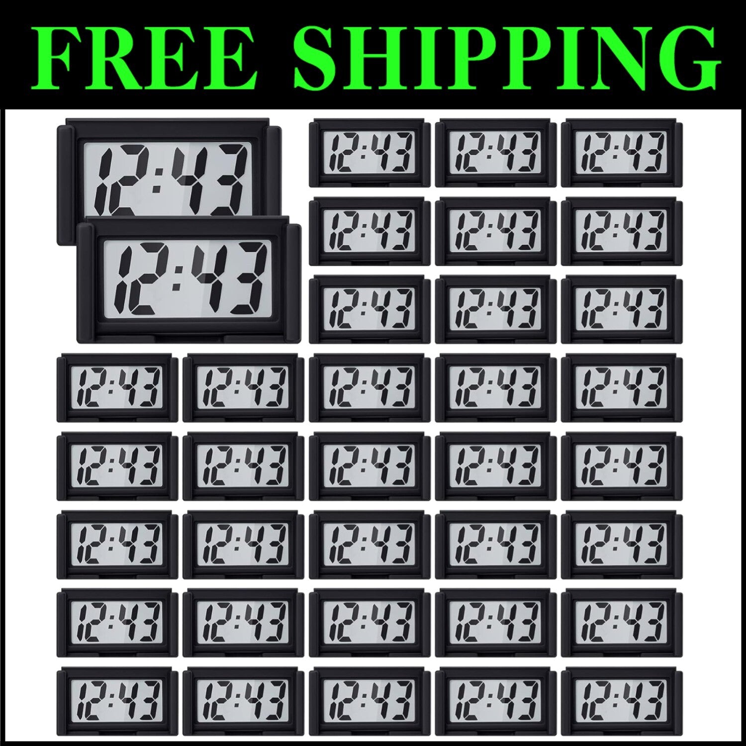 Lightweight Magnetic Clocks - Ideal for Car Dashboard & Home Use - 36 Pack