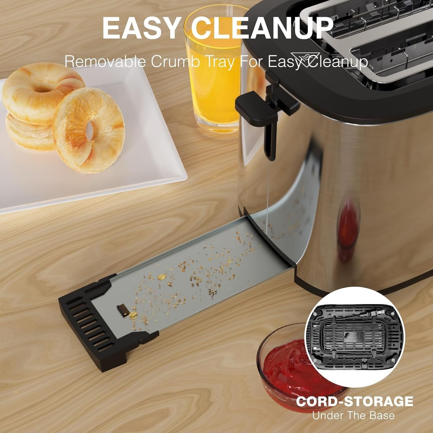 Elegant 4-Slice Toaster with 1.5" Slots & 6 Browning Settings – Ideal for Bagels