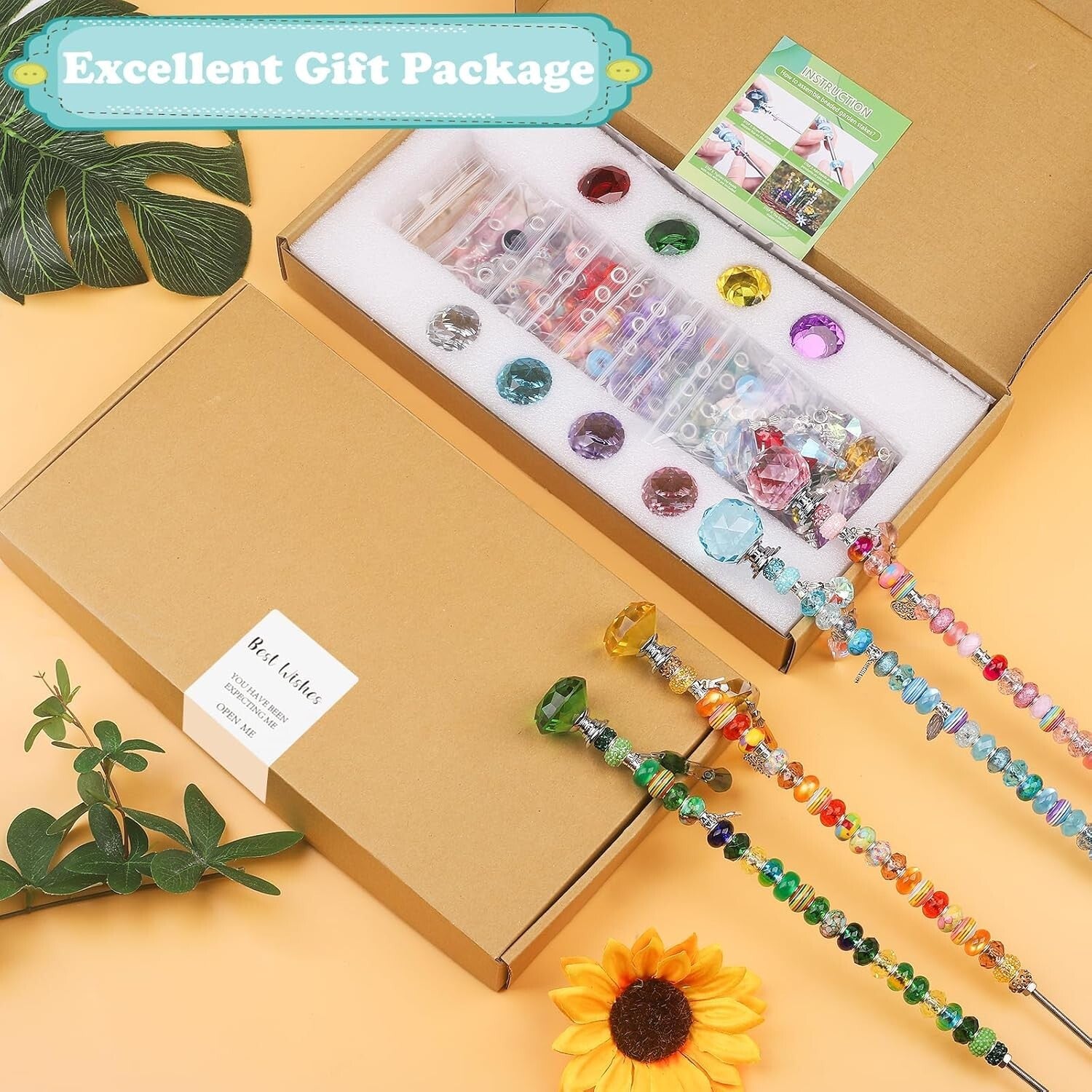 All-Season DIY Fairy Wand Garden Stake Kit - 238 Beads, Pendants, and Components