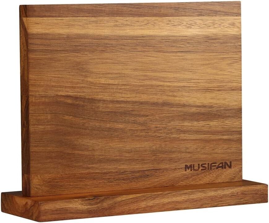 Quality Acacia Wood Magnetic Knife Display with Non-Slip Stability Features