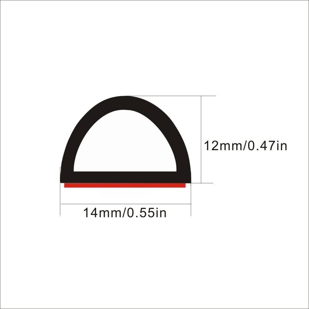 33FT EPDM Rubber D-Shaped Weather Stripping - Noise Insulation for Cars & Trucks