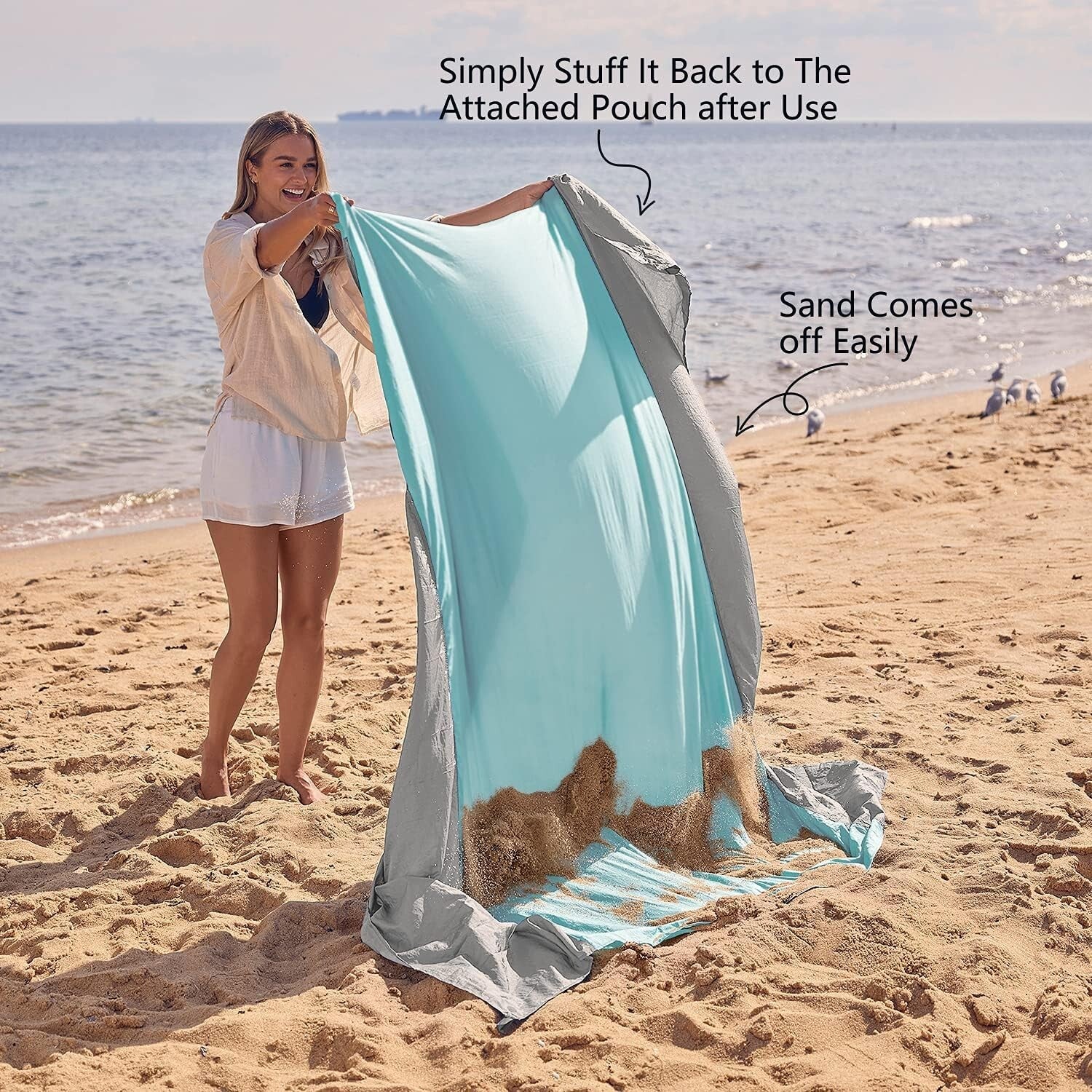 9x7 FT Sand-Free Beach Blanket - Waterproof, Lightweight, Perfect for Summer