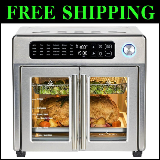 Multi-Cooking French Door Air Fryer & Toaster Oven - 24 Presets, 7 Accessories