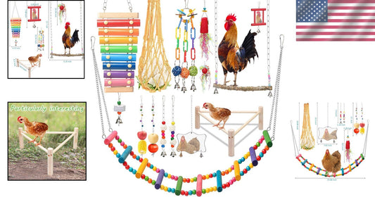 Durable Chicken Accessories Set: Perch, Swing & Fun for Backyard Hens