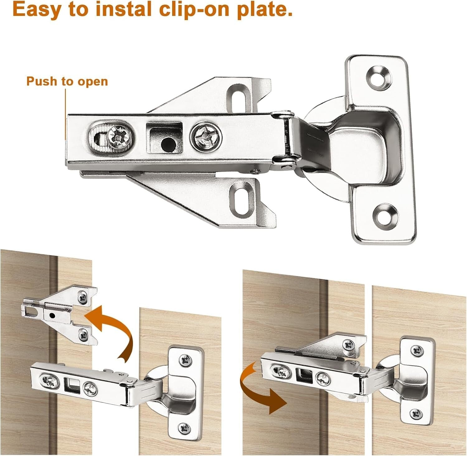 Durable Iron Concealed Hinges - 20 Pairs Satin Nickel Kitchen Cabinet Hardware