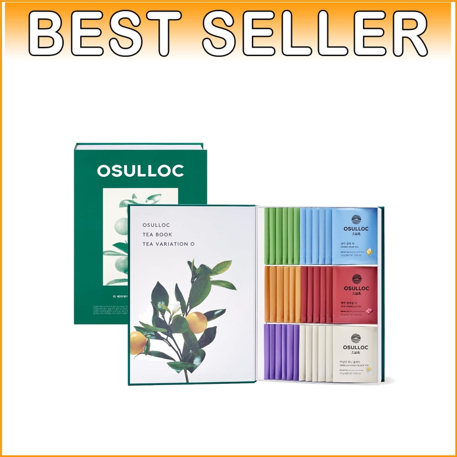 Elegant 36-Count Tea Gift Set with 6 Premium Organic Blends from Jeju Island