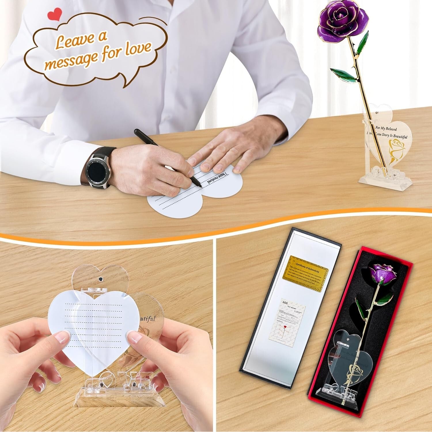 Forever Lasting 24K Gold-Plated Rose with Crystal Stand - Unique Gift Idea