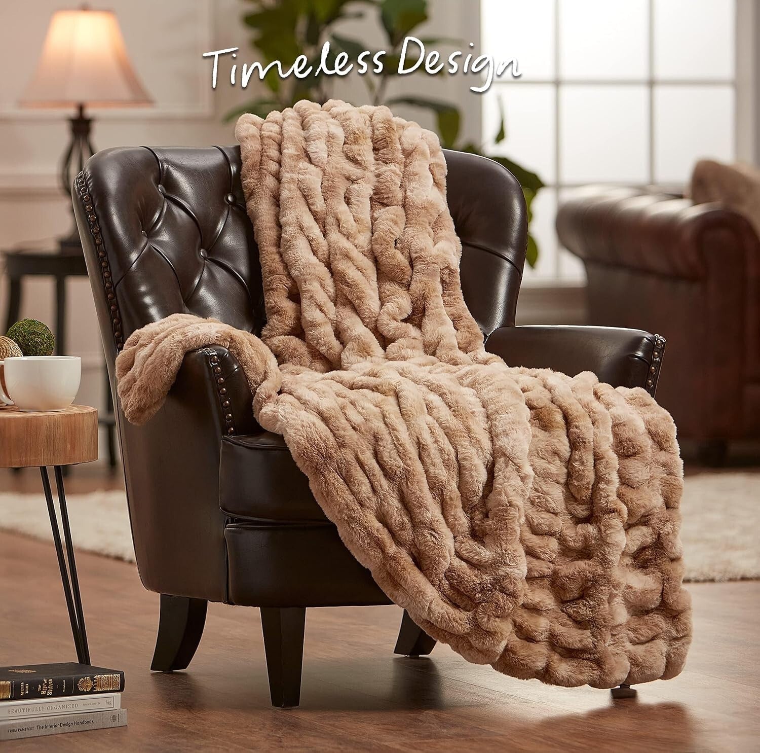 Soft Reversible Faux Fur Throw Blanket - 108" x 86" - Perfect for Home & Travel