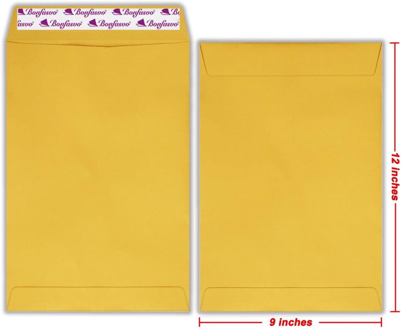 Sturdy 300 Pack 9x12 Brown Mailing Envelopes - Printable Self-Seal Kraft Paper