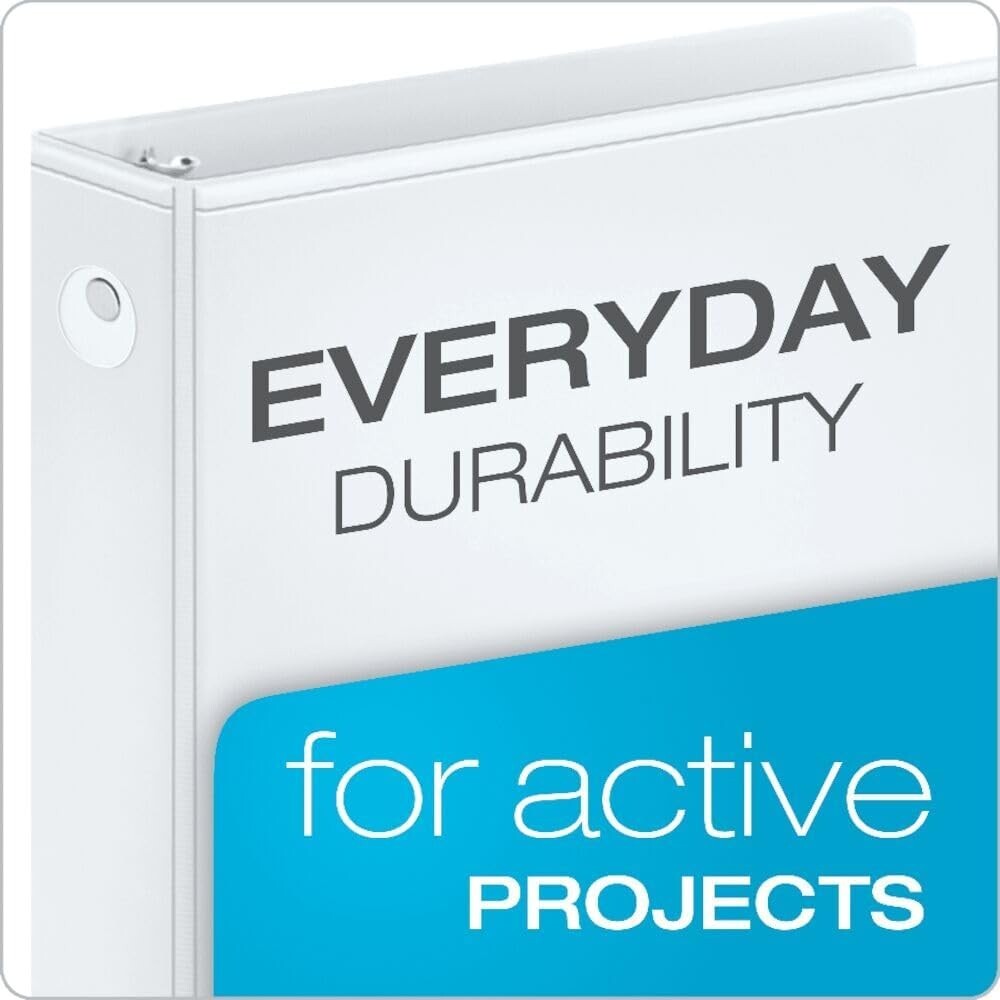 Durable White 3-Ring Binders: 12 Pack with ClearVue Cover for Personalization