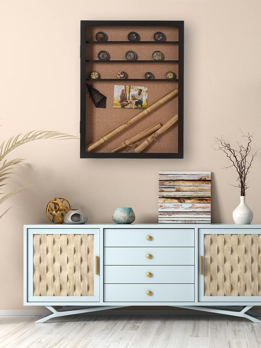 Elegant Extra Large Shadow Box with Adjustable Shelves for Collectibles Display