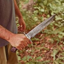Load image into Gallery viewer, Rust-Resistant 9" Blade Fixed Outdoor Knife with Walnut Handle &amp; Leather Sheath