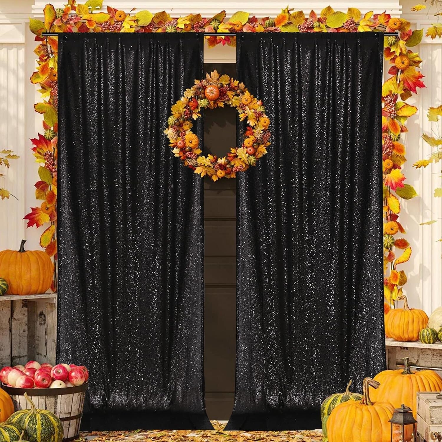 5ft x 10ft Black Sequin Backdrop - Perfect for Weddings, Parties & Photo Shoots