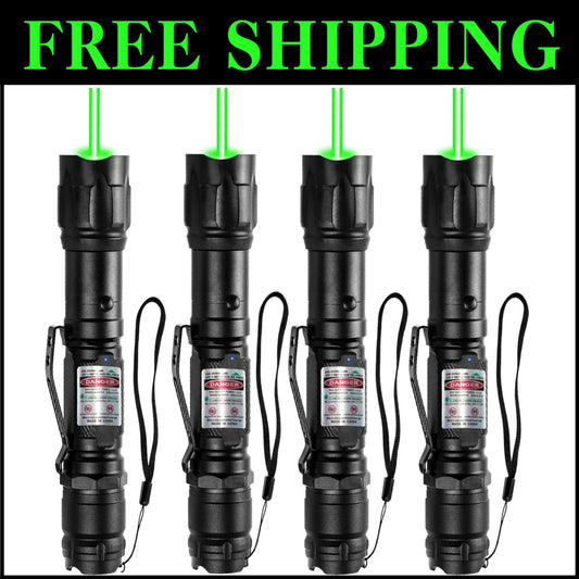 Long-Distance Green Beam Flashlights - 4 Pack Rechargeable for Outdoors/Office