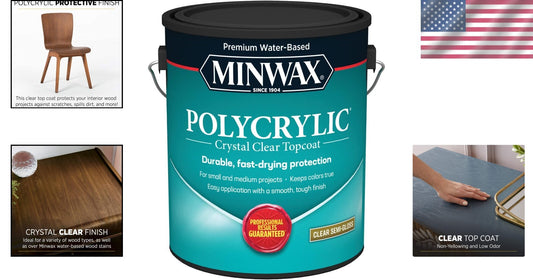 1 Gal Semi-Gloss Water-Based Wood Finish - Protects Against Scratches & Scuffs