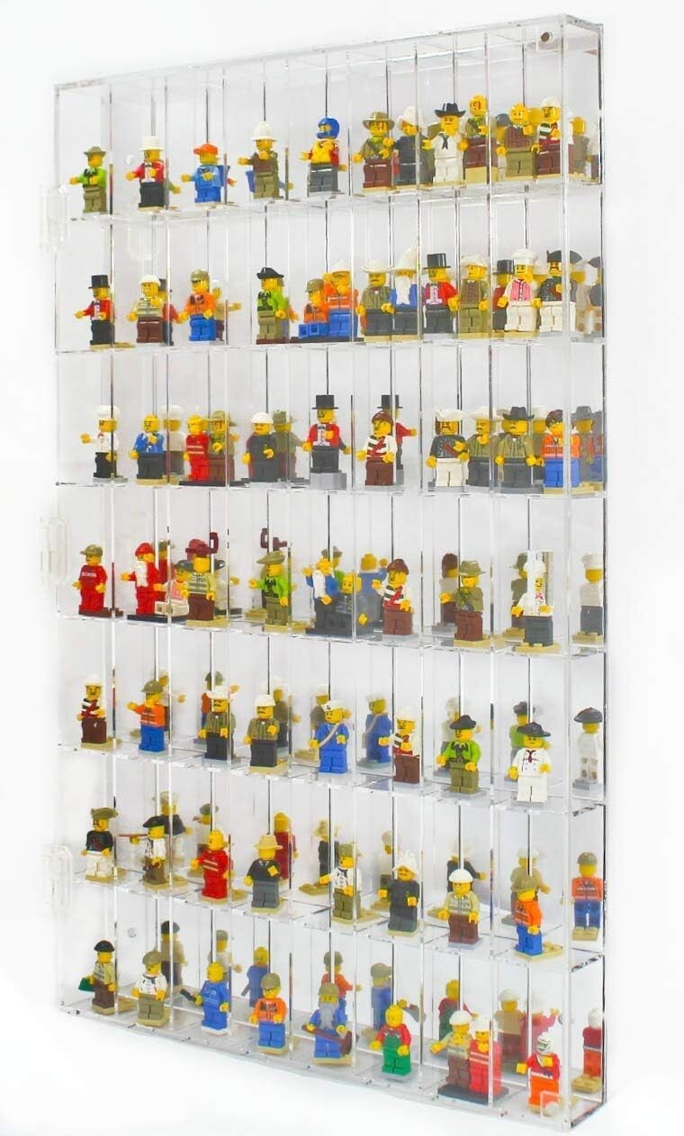 Clear Acrylic Wall-Mounted Cabinet with 56 Slots for 1/64 Scale Car Models