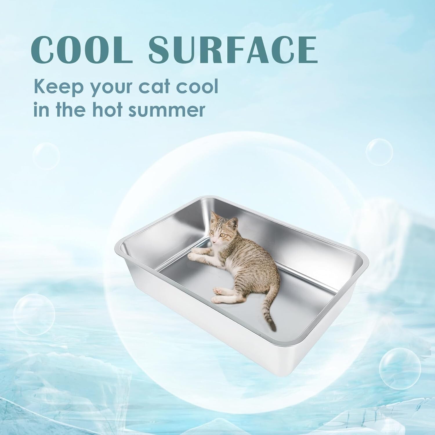 23.5"L x 15.5"W Stainless Steel Cat Litter Box | Anti-Slip, Odor-Free Design