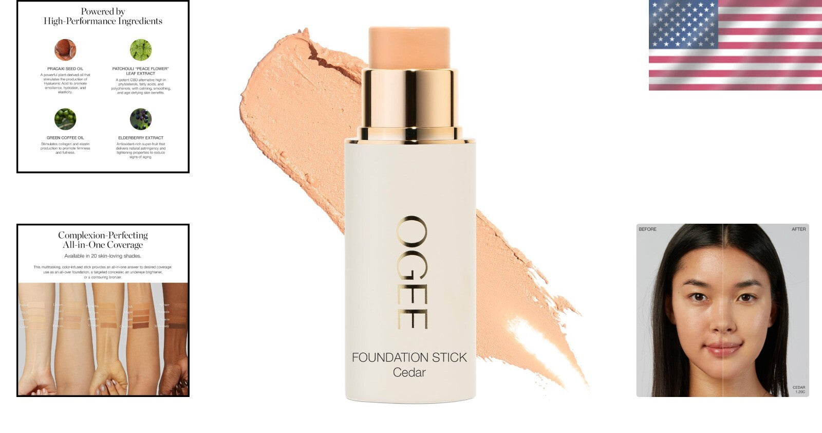 Full-Coverage Foundation Stick with Pink-Beige Undertones - 70% Organic Formula