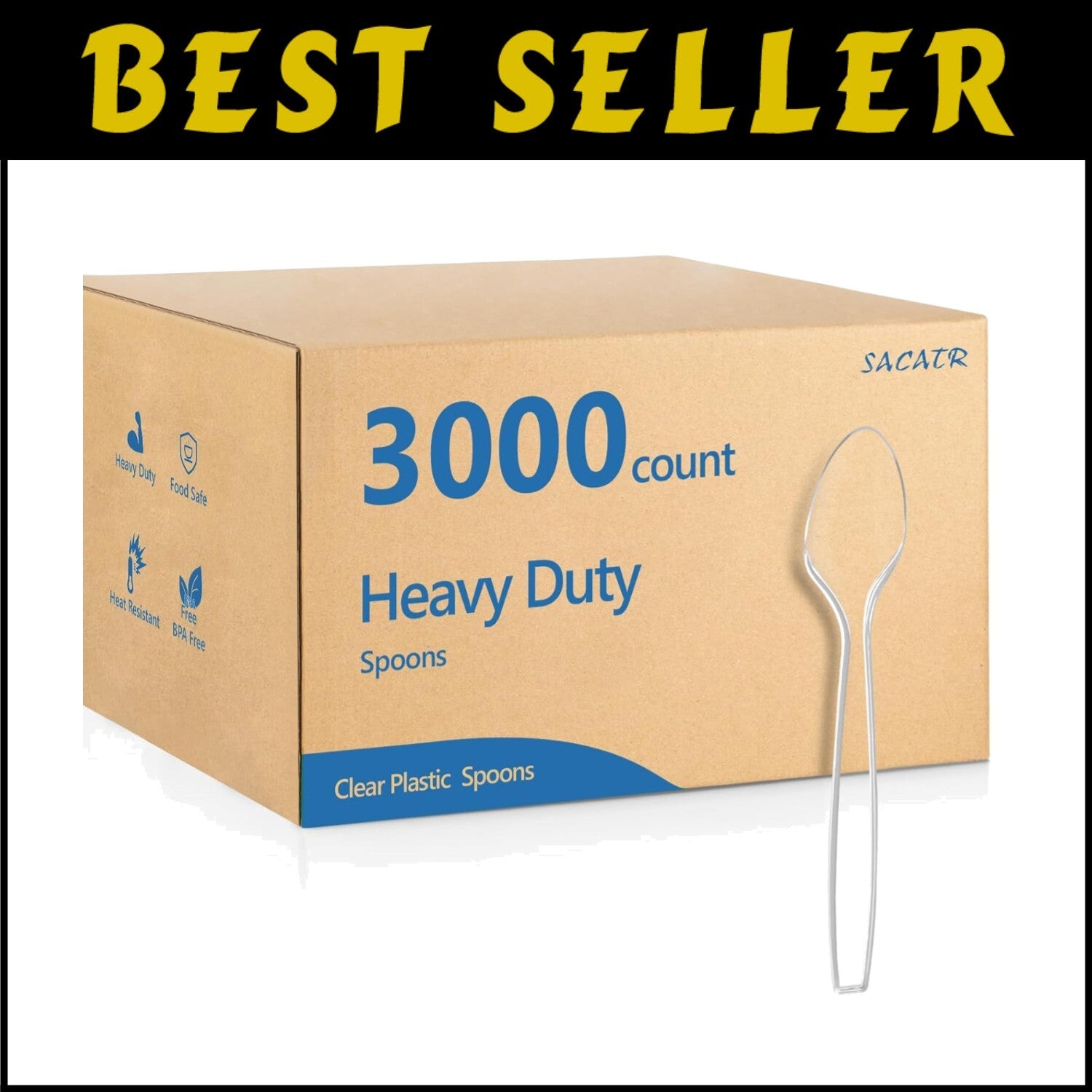 BPA-Free Plastic Silverware Spoons - 3000 Count for Family and Events