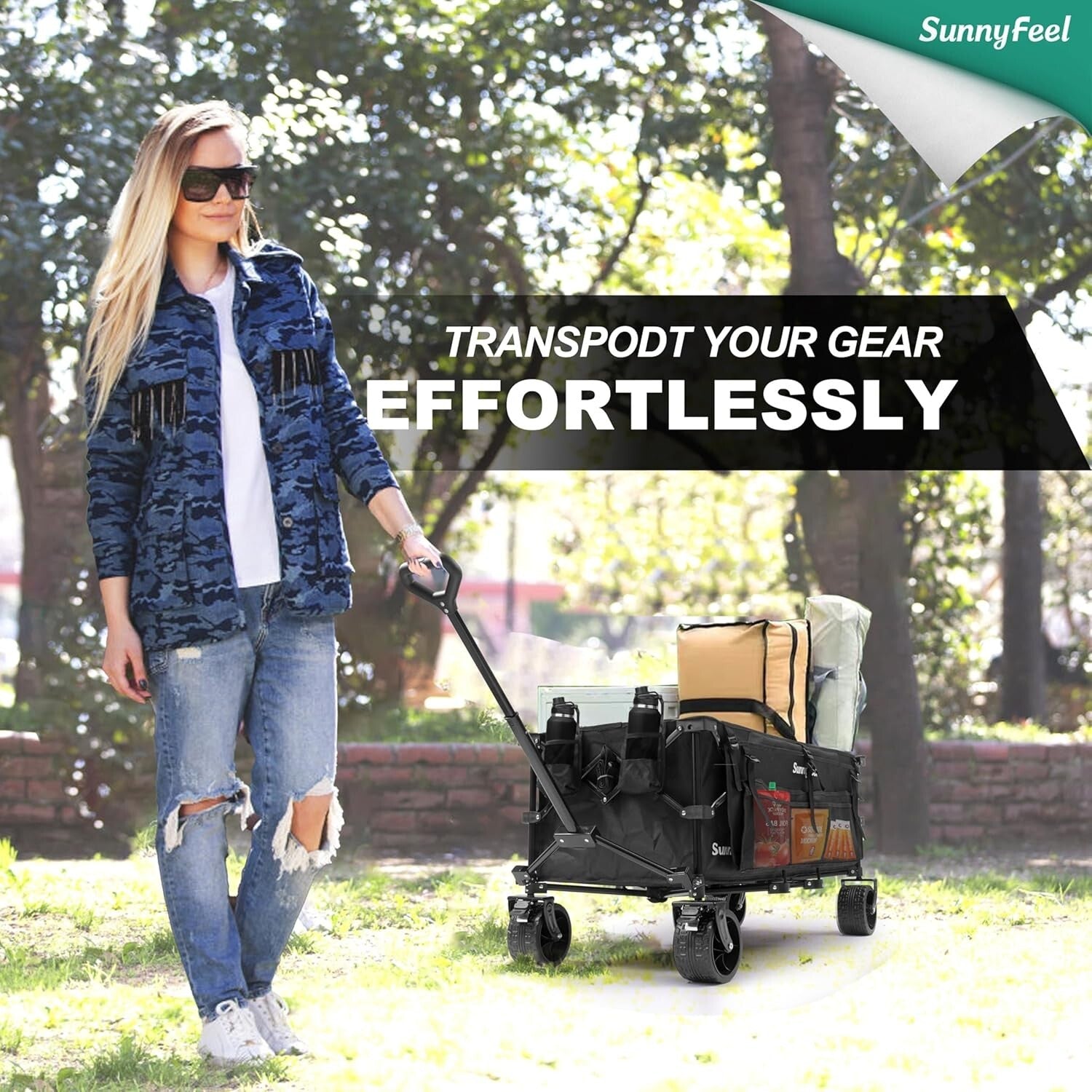49'' Heavy-Duty Wagon Cart with All-Terrain Wheels - Perfect for Garden & Sports