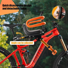 Load image into Gallery viewer, Adjustable Front Mounted Kids Bike Seat with Foot Pedals &amp; Backrest Comfort