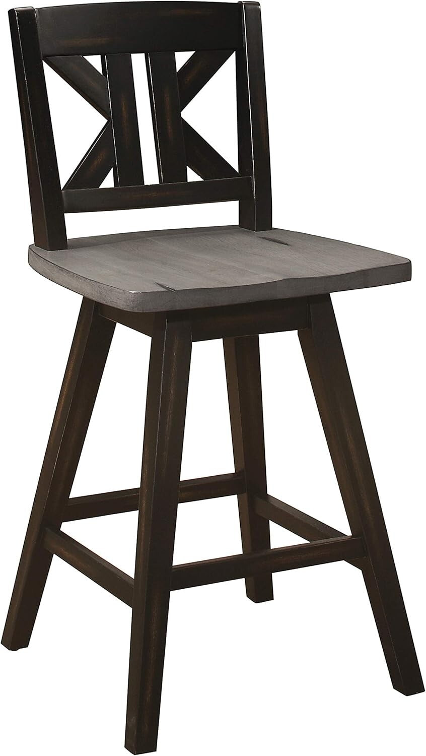 Elegant Black X-Back Swivel Bar Stools - Counter Height Set of 2 for Kitchen