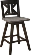Load image into Gallery viewer, Elegant Black X-Back Swivel Bar Stools - Counter Height Set of 2 for Kitchen