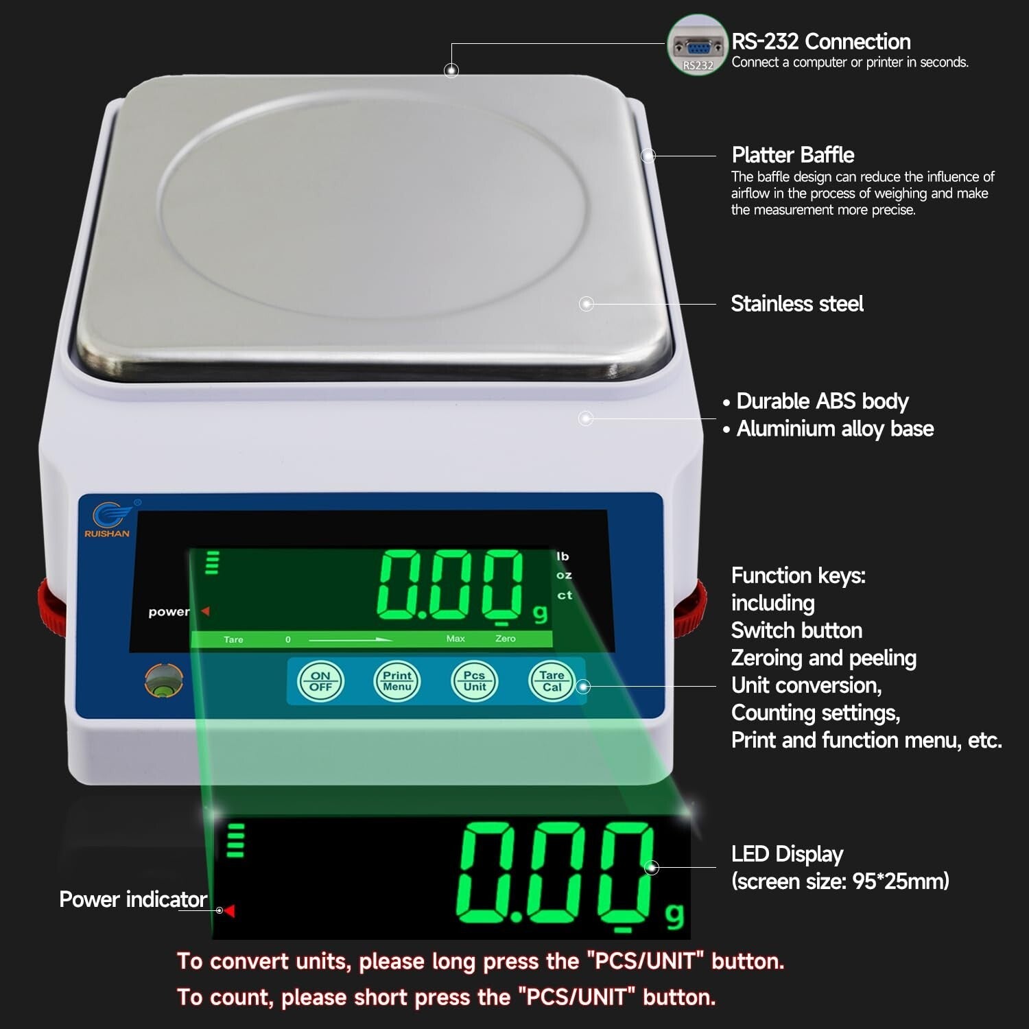 High-Precision 0.01g Digital Weighing Scale with Built-In Counting for Jewelers