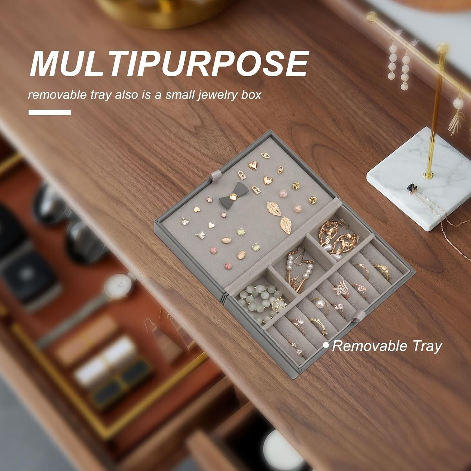 Diamond-Shaped Travel Jewelry Case with Velvet Lining - Stylish Storage Solution