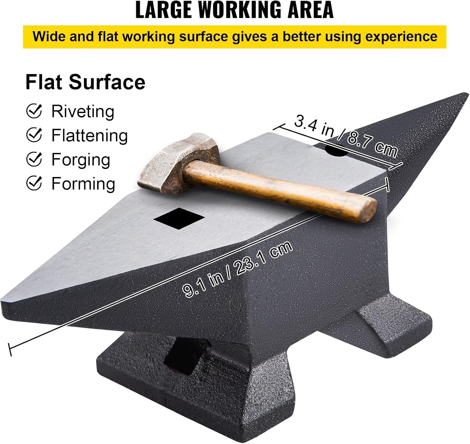 22 lbs Cast Steel Anvil for Blacksmithing - Large Countertop & Stable Base