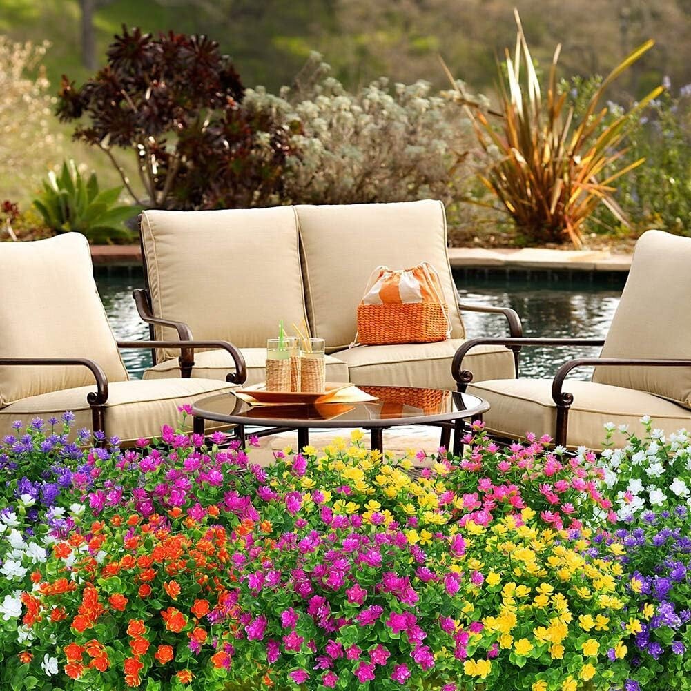 Vibrant 24 Bundles of Lifelike Boxwood Faux Flowers for Indoor & Outdoor Decor