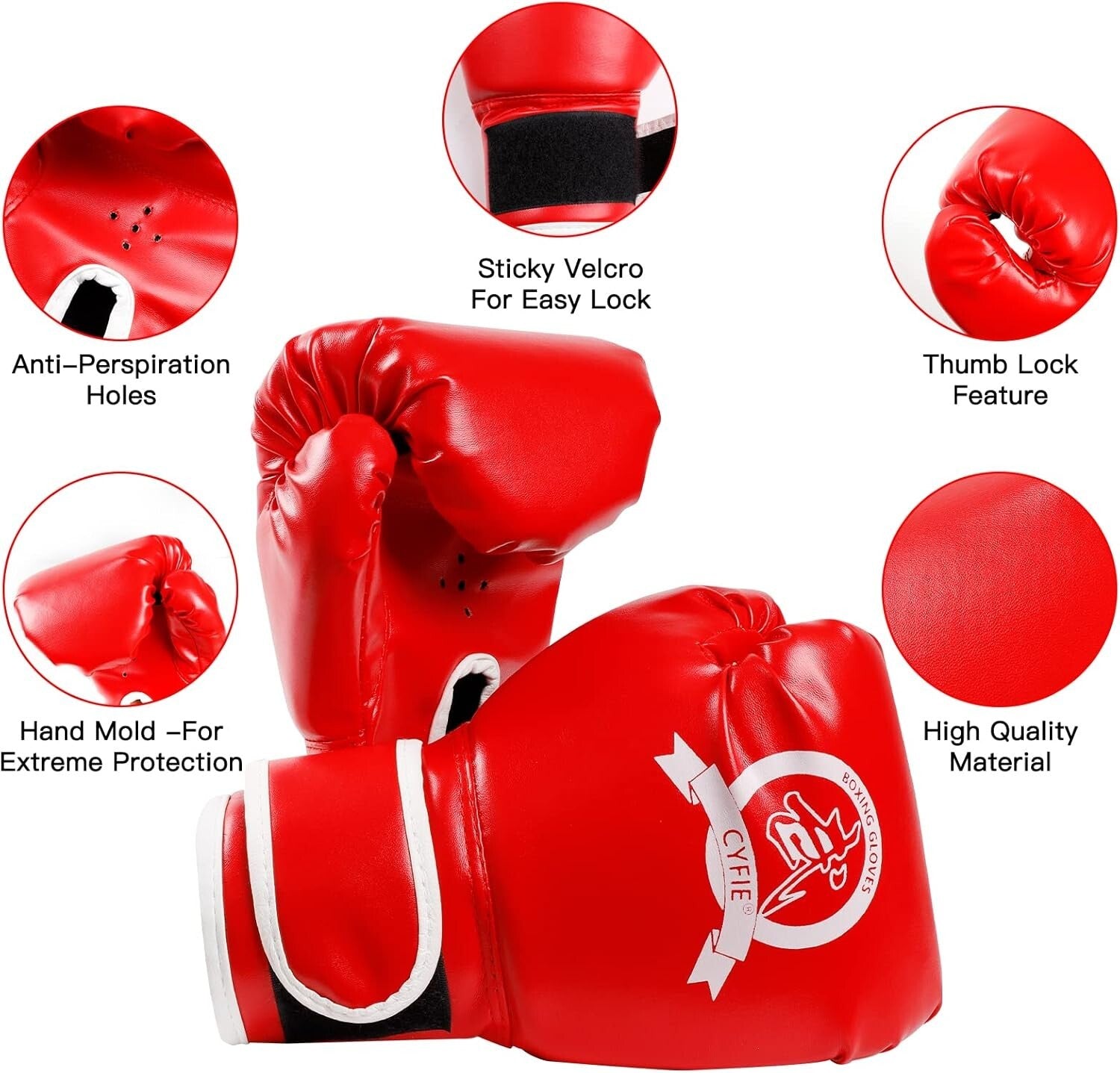 5-Piece Kids Boxing Training Set - Leather Mitts & Kick Pads for Safety & Fun