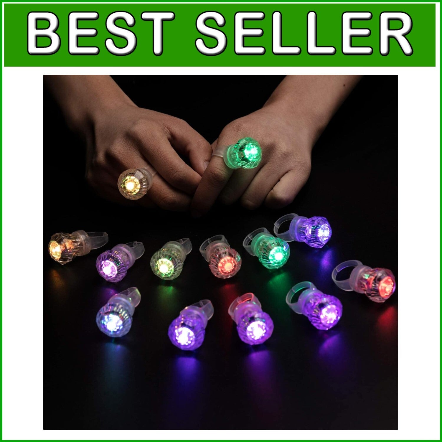 Adjustable LED Light-Up Diamond Rings - 60 Pack for Parties & Celebrations