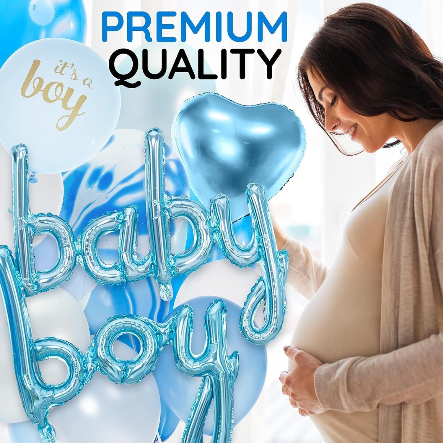 Complete Baby Boy Shower Decoration Kit - Balloon Arch, Centerpieces & More