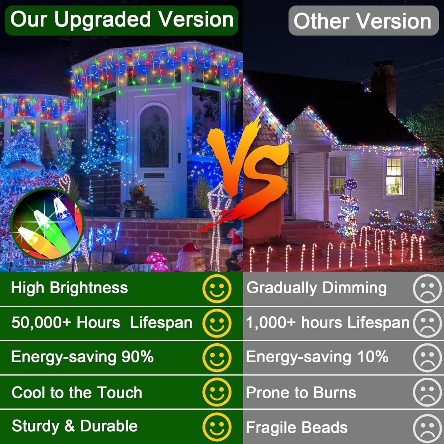 131FT Waterproof LED Curtain Lights - 1296 Multicolor Drops & Timer Function