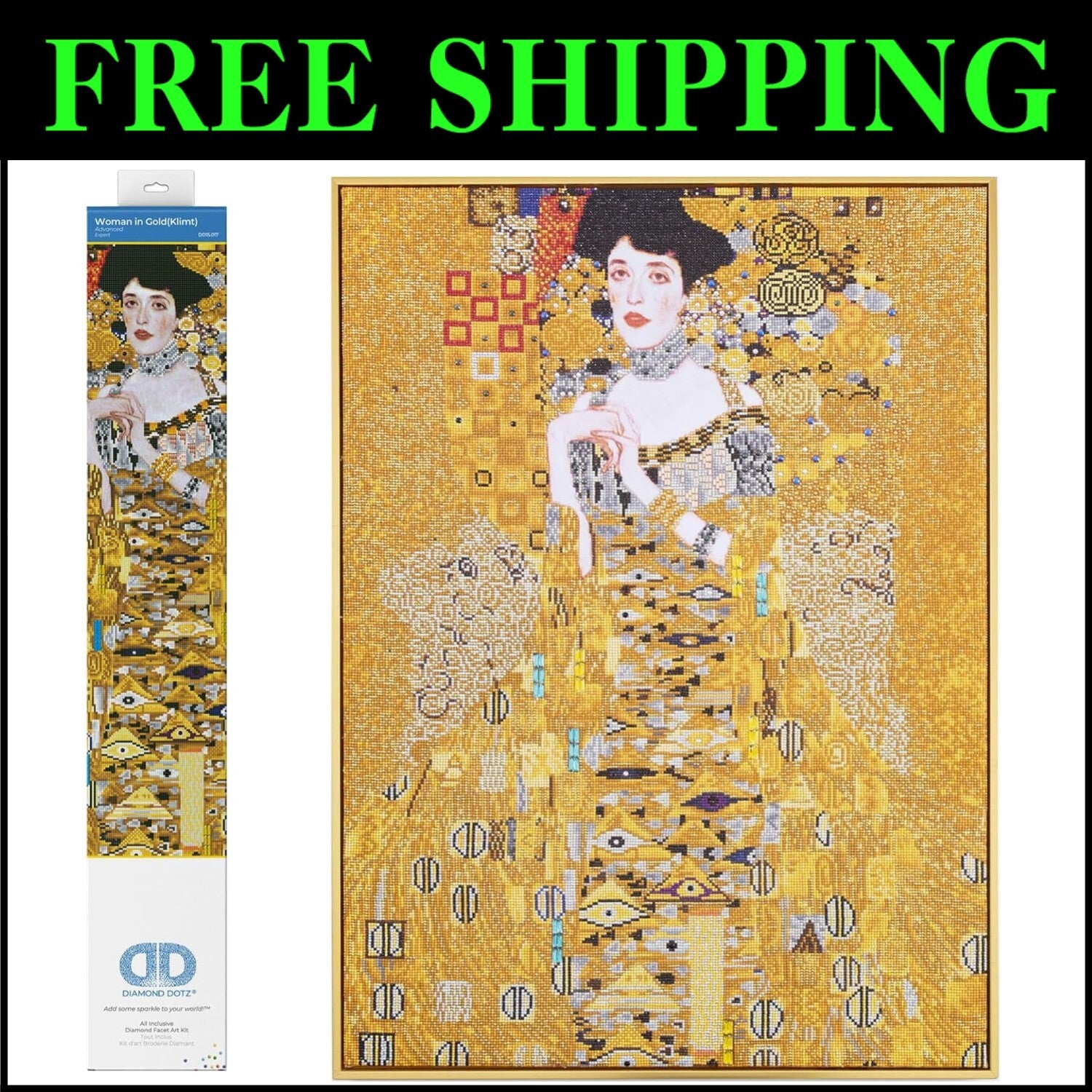 Quality Diamond Painting Kit: Woman in Gold - 36x26 Relaxing Art Experience